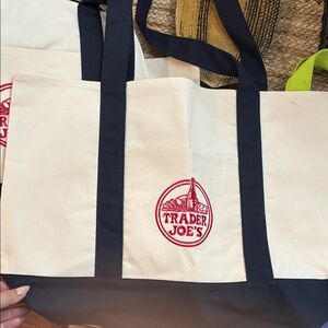 Trader Joe's Canvas Tote Bag - Cream and Black